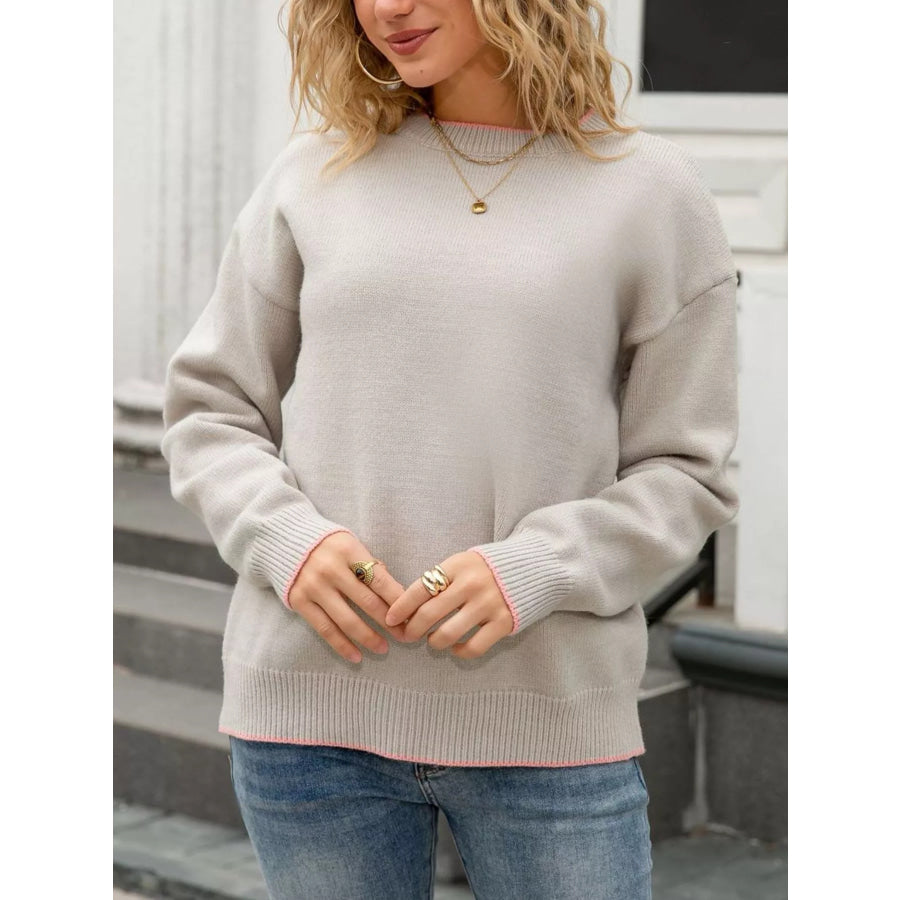 Bow-Back Round Neck Sweater Apparel and Accessories