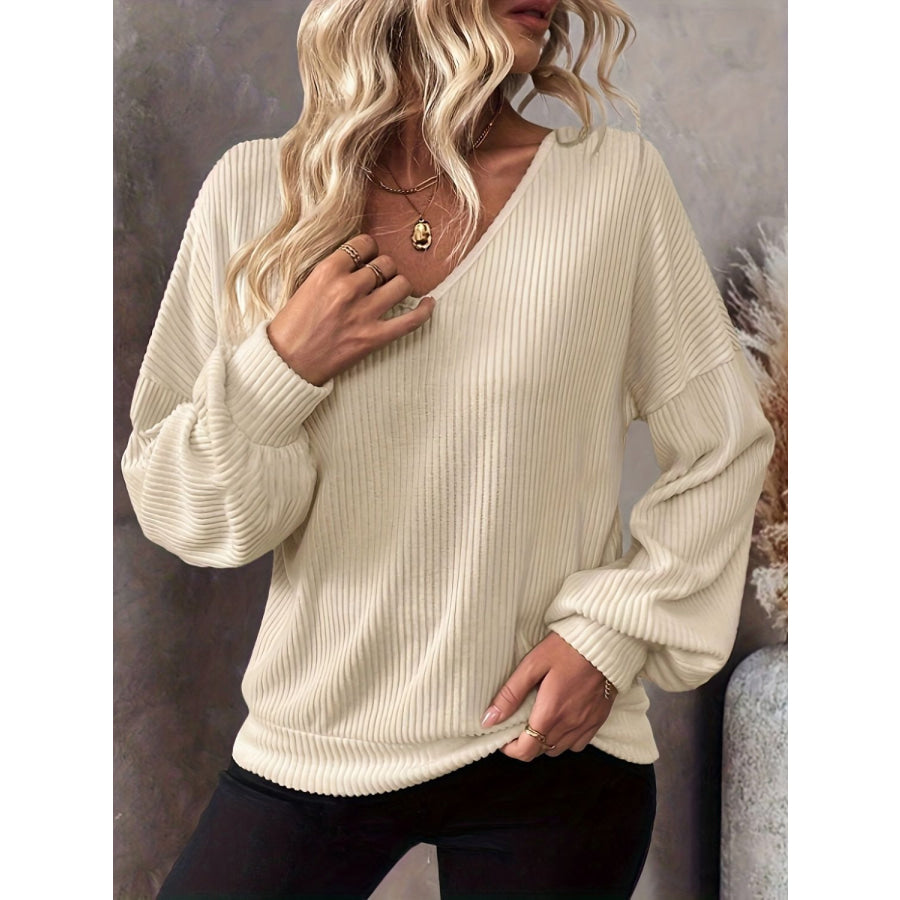 Bow Back V-Neck Drop Shoulder T-Shirt Apparel and Accessories