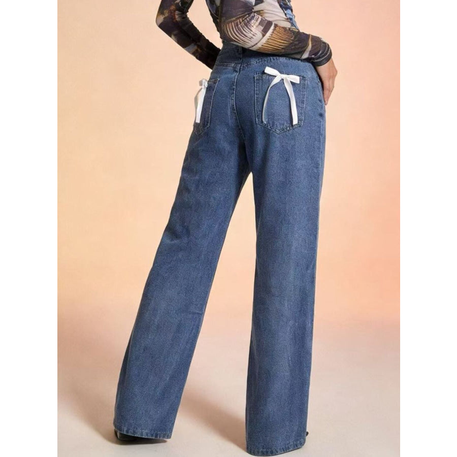 Bow Back Wide Leg Jeans Apparel and Accessories