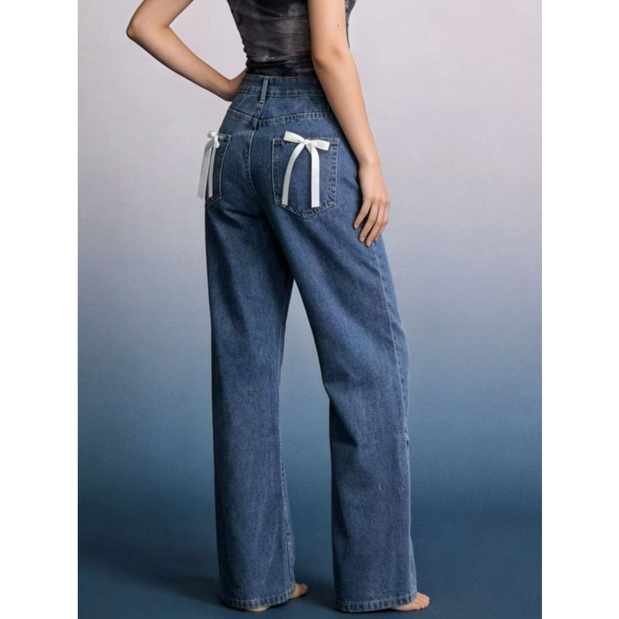 Bow Back Wide Leg Jeans Apparel and Accessories