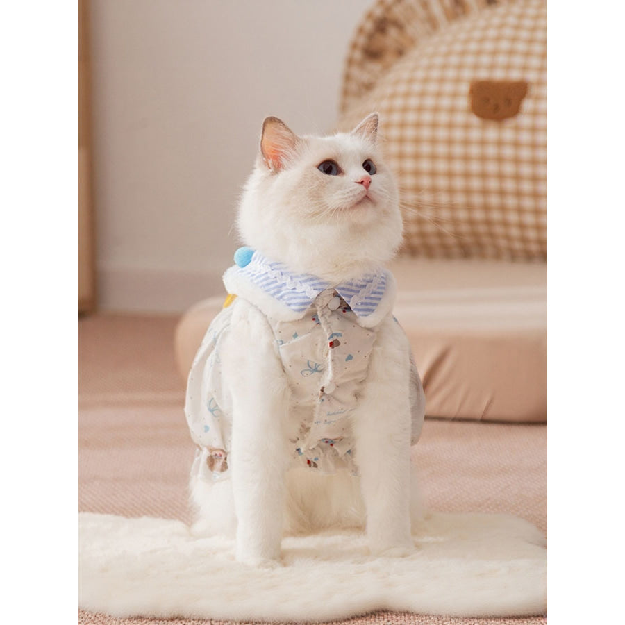 Bow Button Down Pet Dress Sky Blue / XS Apparel and Accessories