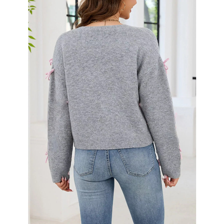 Bow Button Up Cardigan Apparel and Accessories