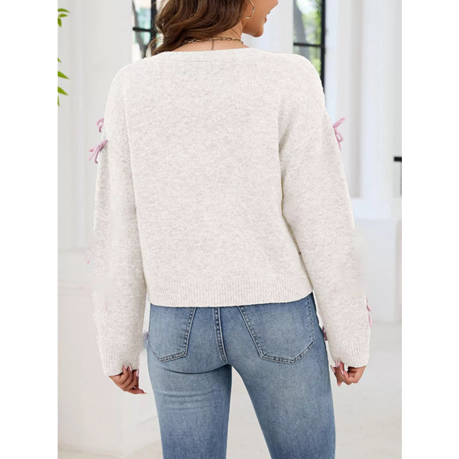 Bow Button Up Cardigan Apparel and Accessories