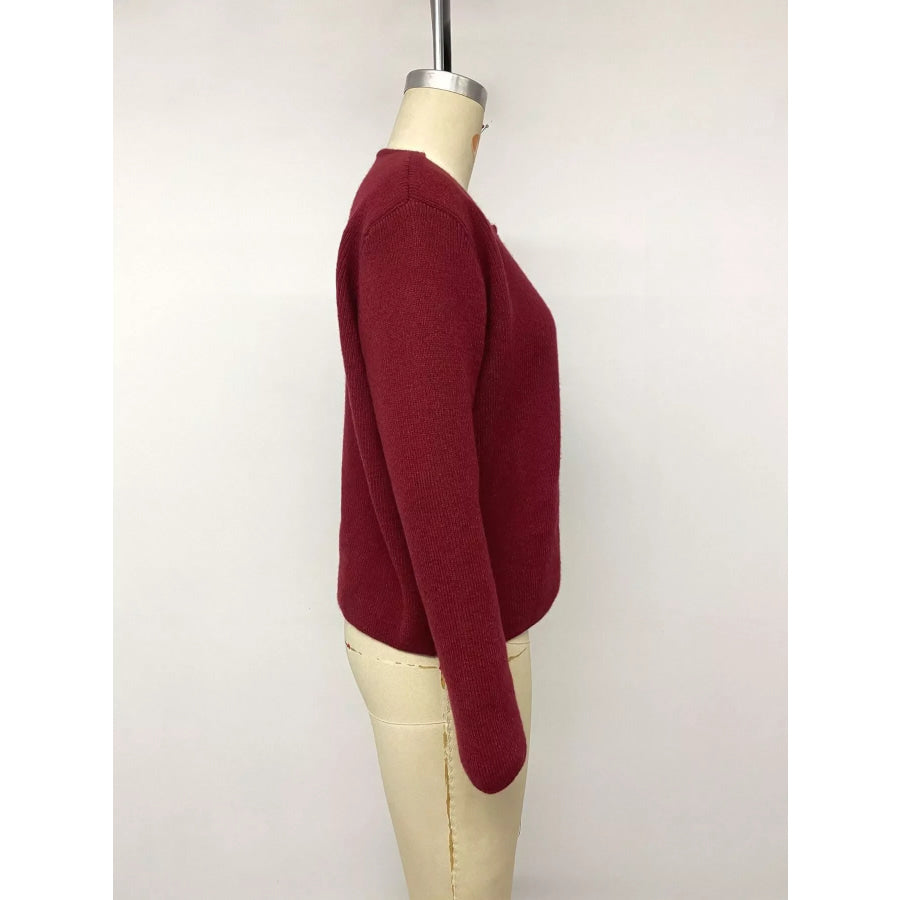Bow Button Up Knit Cardigan Apparel and Accessories