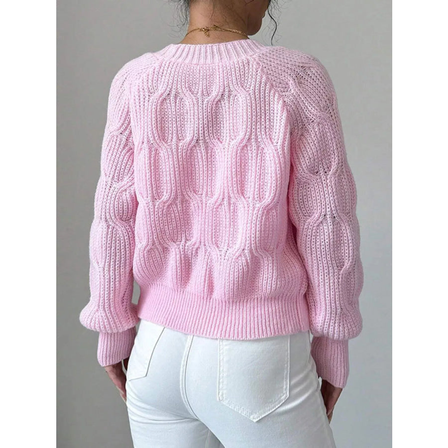 Bow Cable Knit V-Neck Cardigan Apparel and Accessories