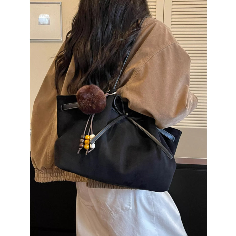Bow Casual Tote Bag Black / One Size Apparel and Accessories