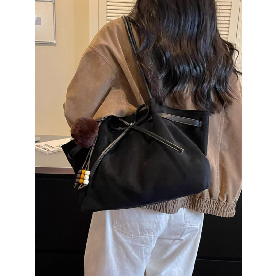 Bow Casual Tote Bag Black / One Size Apparel and Accessories