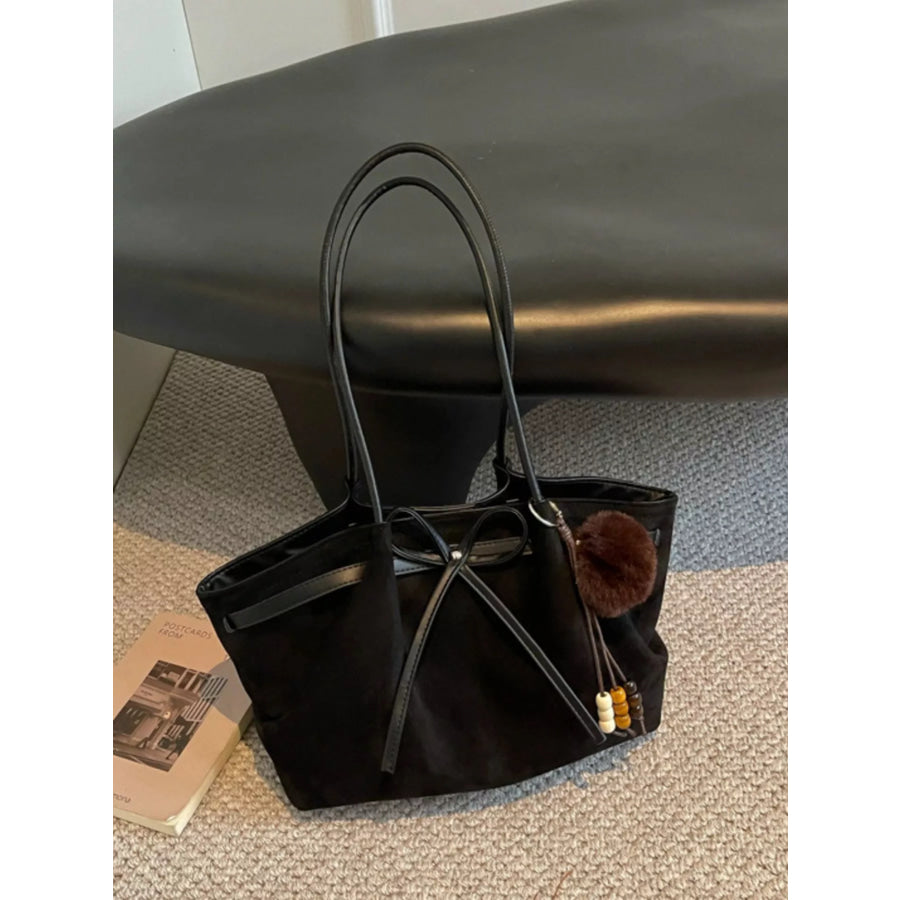 Bow Casual Tote Bag Black / One Size Apparel and Accessories