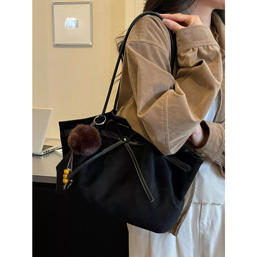 Bow Casual Tote Bag Black / One Size Apparel and Accessories