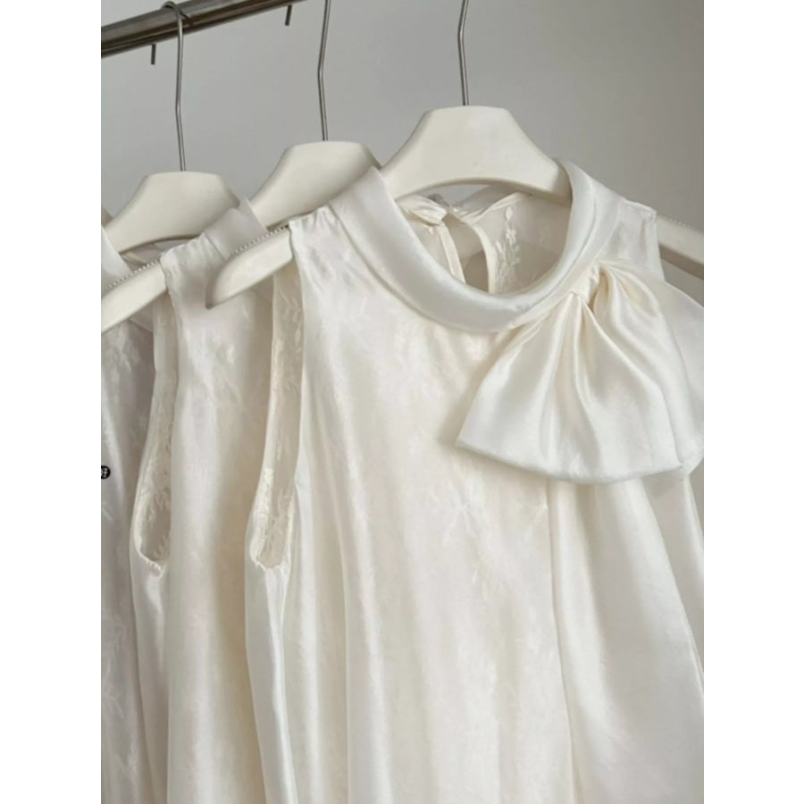 Bow Chiffon Sleeveless Top Apparel and Accessories