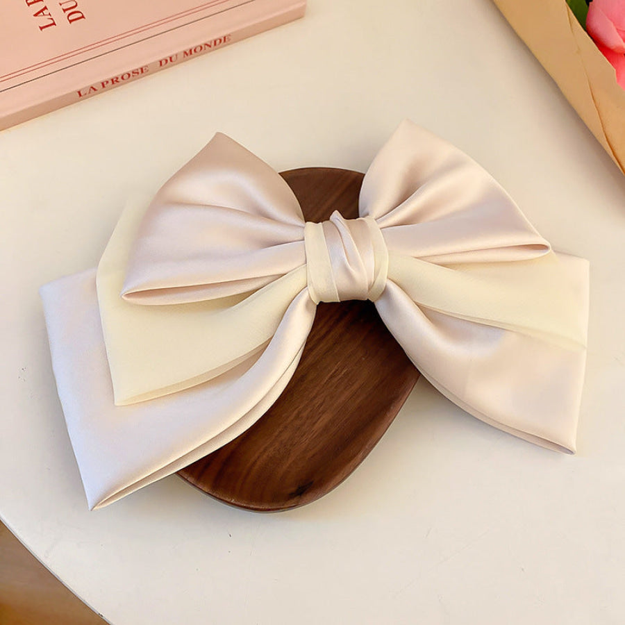 Bow Cloth Hair Clip Ivory / One Size Apparel and Accessories