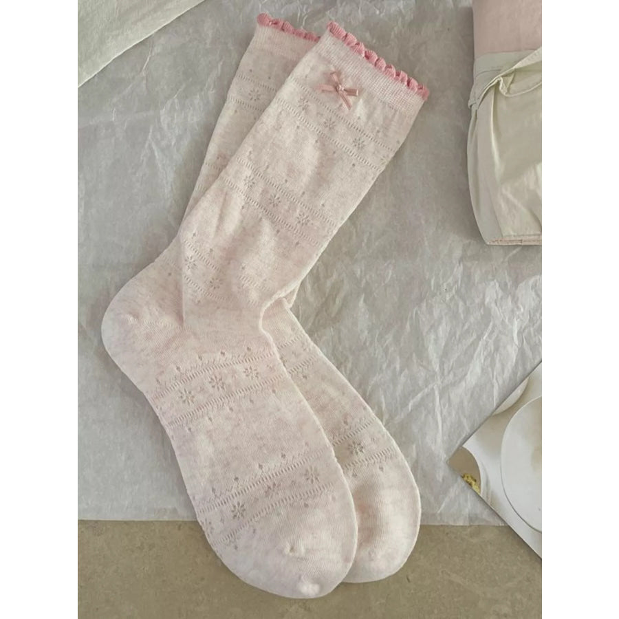 Bow Contrast Trim Crew Socks Apparel and Accessories