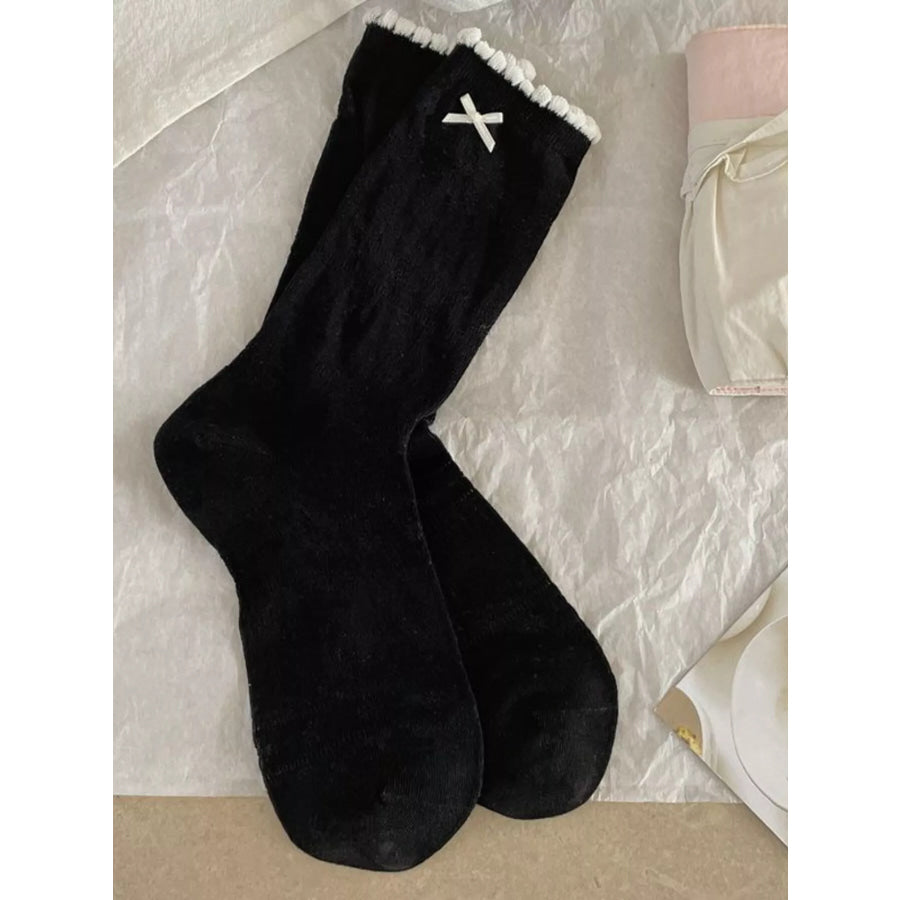 Bow Contrast Trim Crew Socks Apparel and Accessories