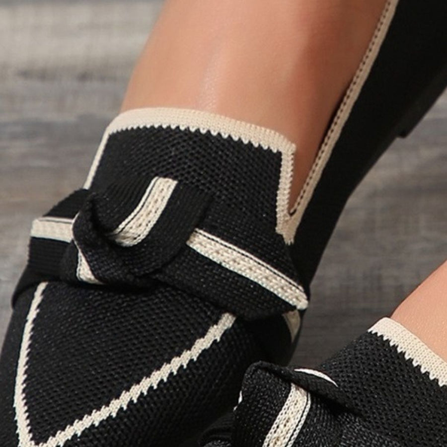 Bow Contrast Trim Point Toe Sneakers Apparel and Accessories