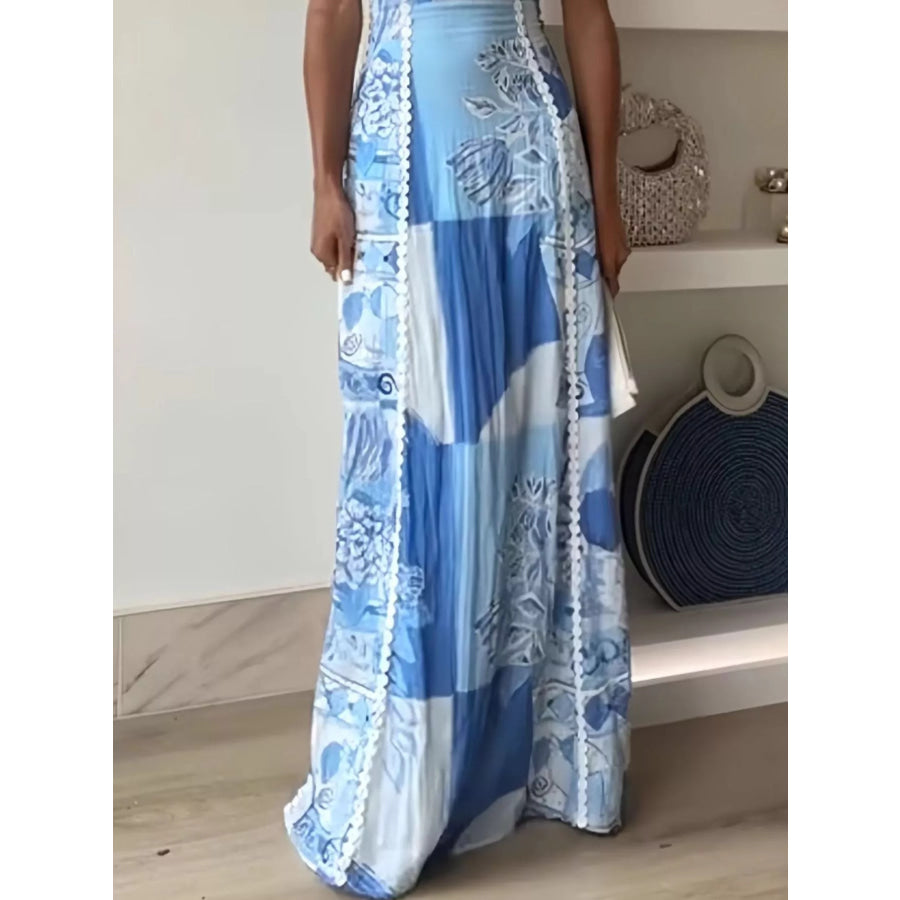 Bow Cutout Back Square Neck Maxi Dress Apparel and Accessories