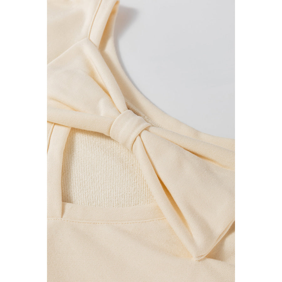 Bow Cutout Round Neck Long Sleeve Sweatshirt Apparel and Accessories