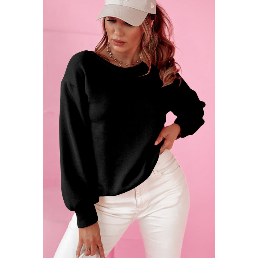 Bow Cutout Round Neck Long Sleeve Sweatshirt Apparel and Accessories