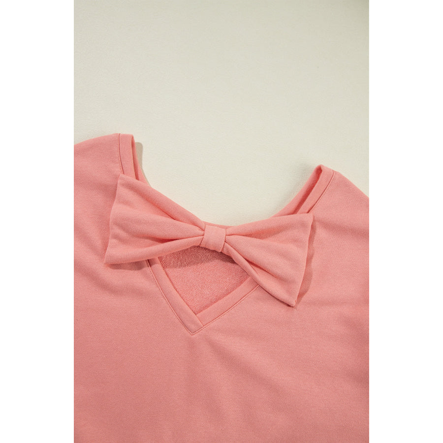 Bow Cutout Round Neck Long Sleeve Sweatshirt Apparel and Accessories