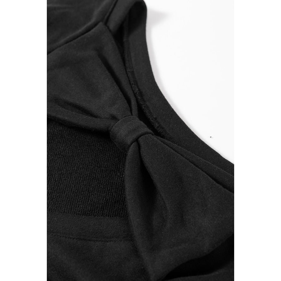 Bow Cutout Round Neck Long Sleeve Sweatshirt Apparel and Accessories