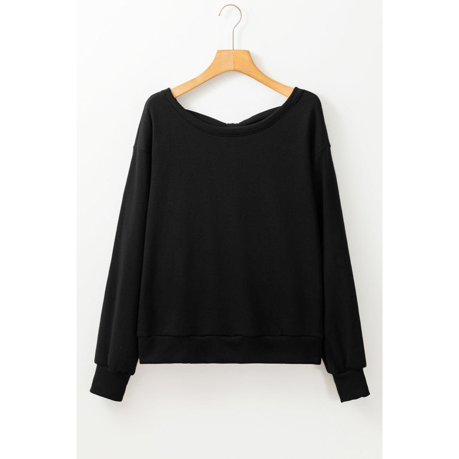 Bow Cutout Round Neck Long Sleeve Sweatshirt Apparel and Accessories