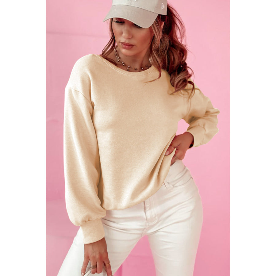 Bow Cutout Round Neck Long Sleeve Sweatshirt Apparel and Accessories