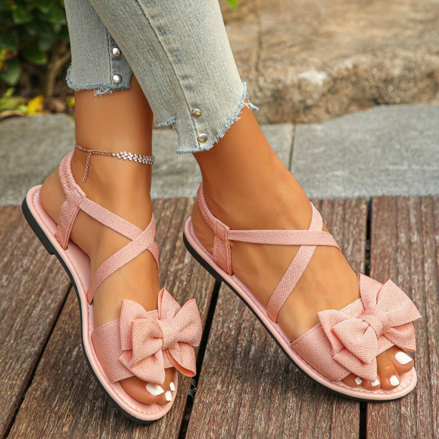 Bow-Decor Crisscross Ankle Strap Sandals Apparel and Accessories