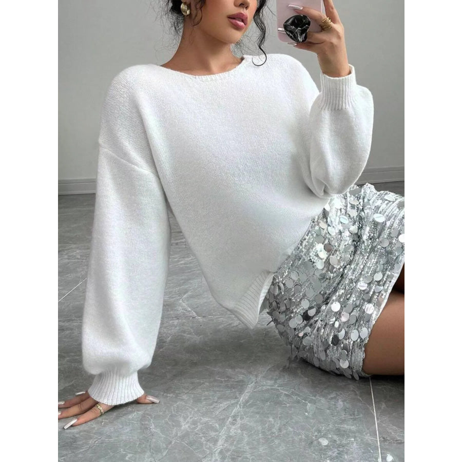 Bow-Decor Dropped Shoulder Knit Cardigan Apparel and Accessories