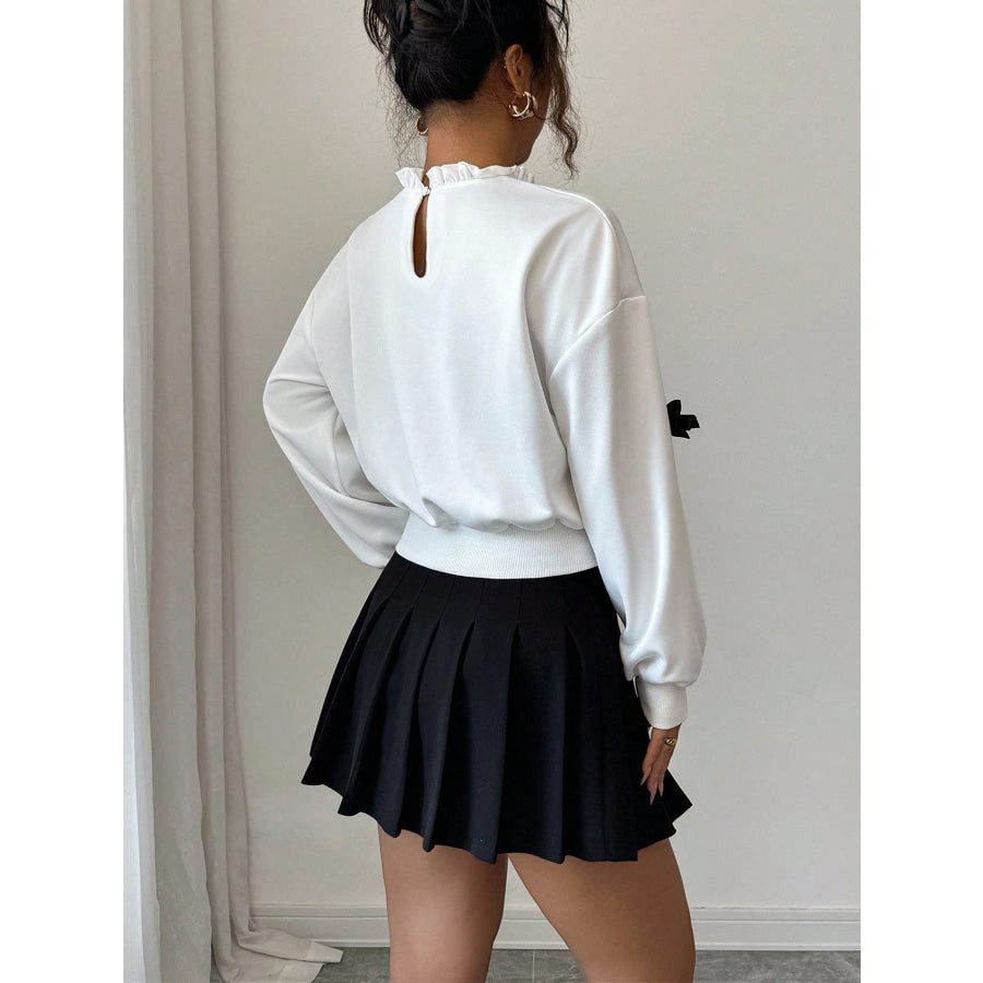 Bow Decor Dropped Shoulder Sweatshirt Apparel and Accessories