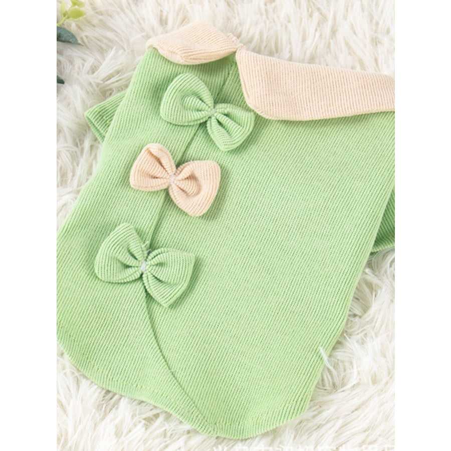 Bow Decor Pet Top Light Green / S Apparel and Accessories