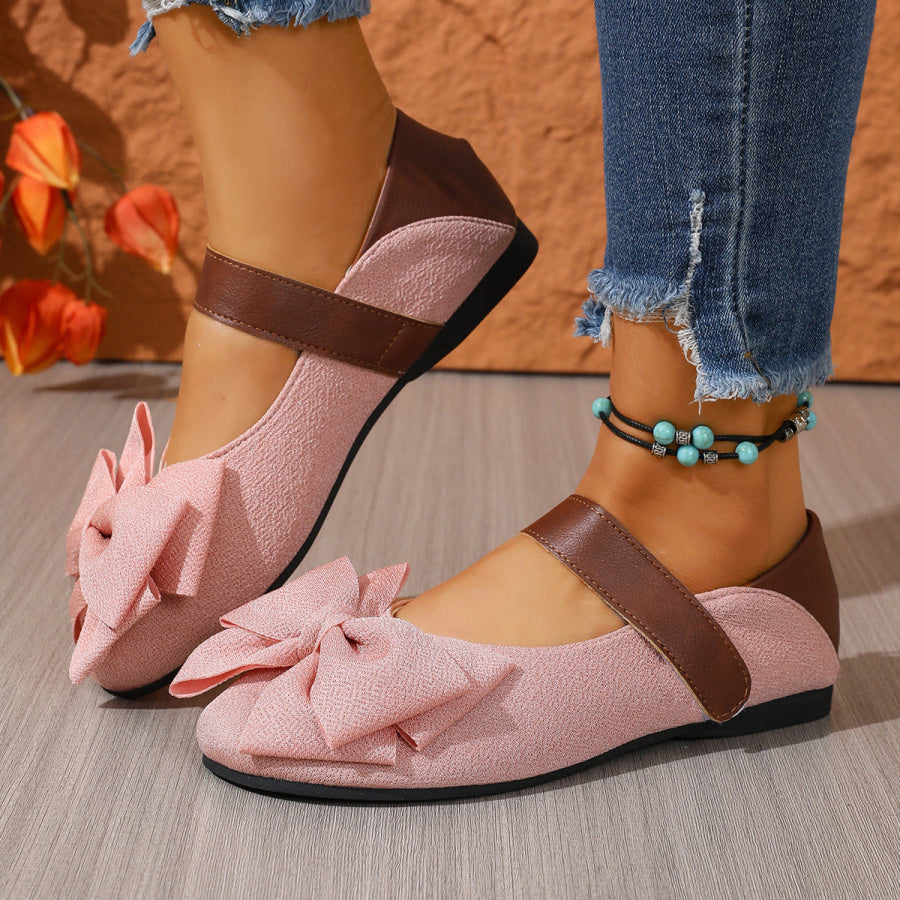 Bow Decor Round Toe Slip-Ons Apparel and Accessories