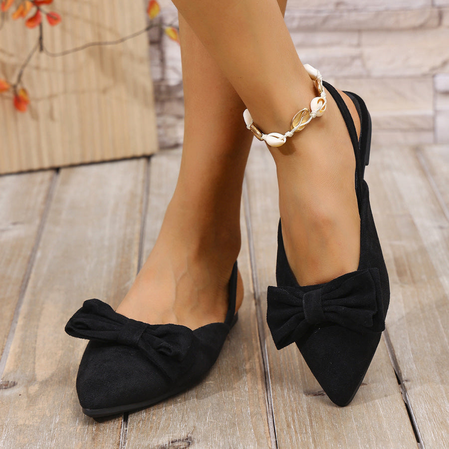 Bow Decor Slingback Slip-Ons Black / 35 Apparel and Accessories
