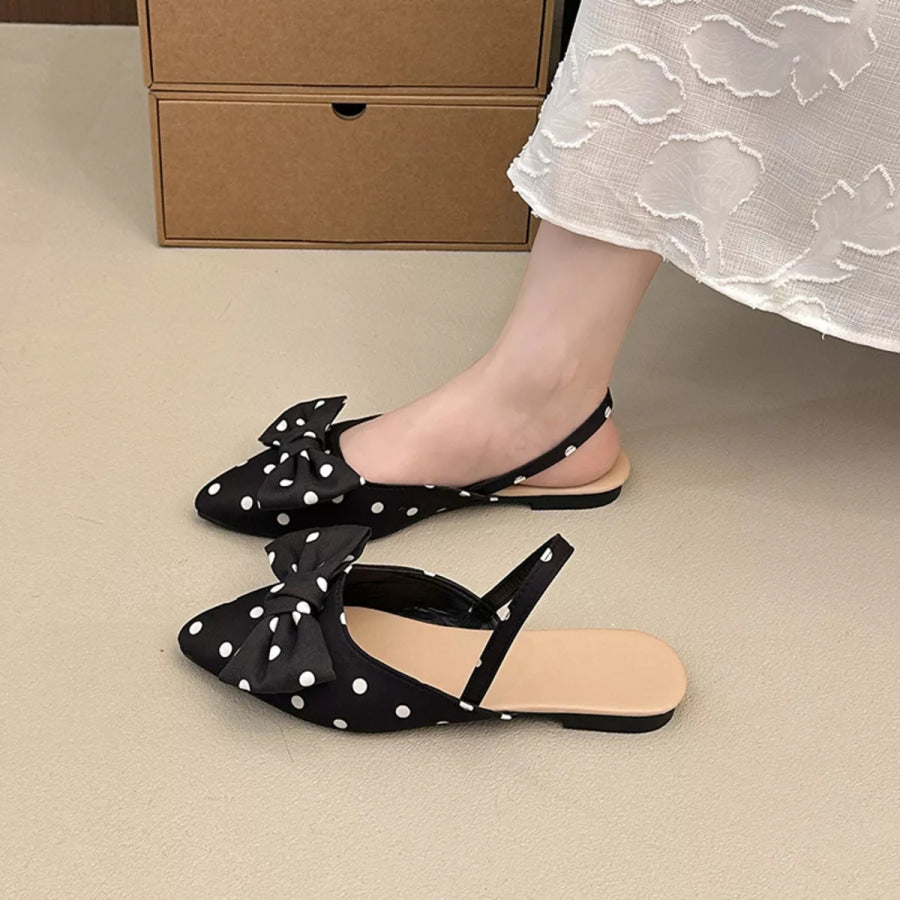 Bow-Decorated Pointed-Toe Slingback Sandals Apparel and Accessories