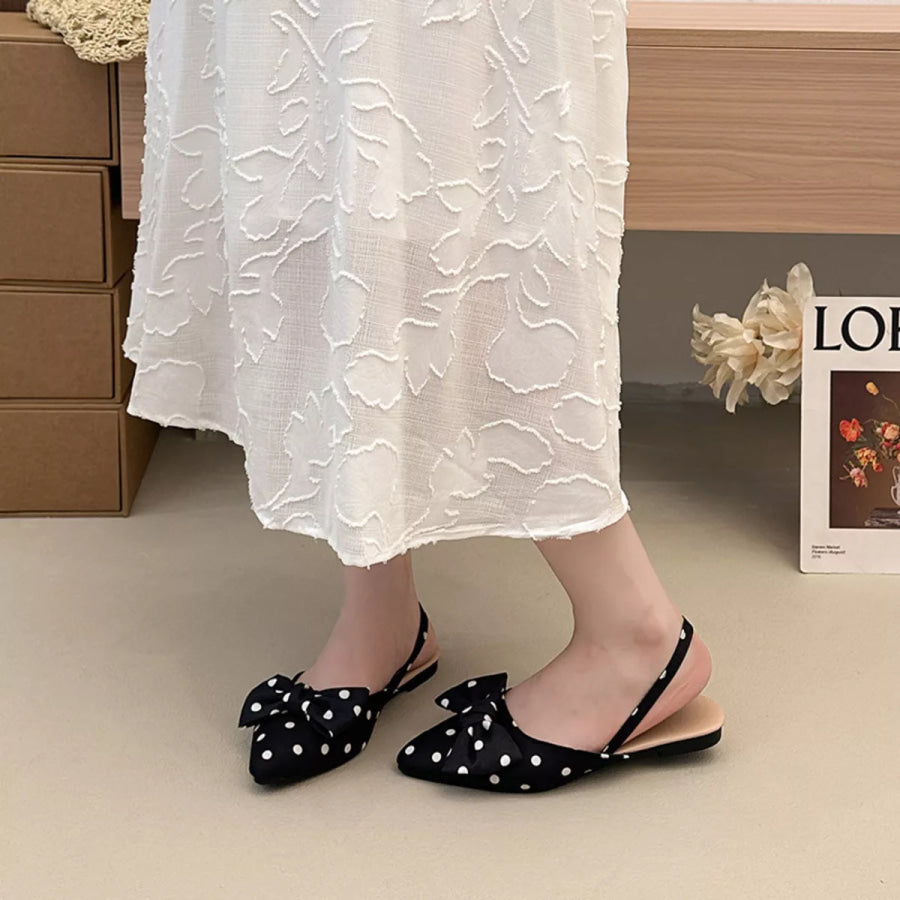 Bow-Decorated Pointed-Toe Slingback Sandals Apparel and Accessories