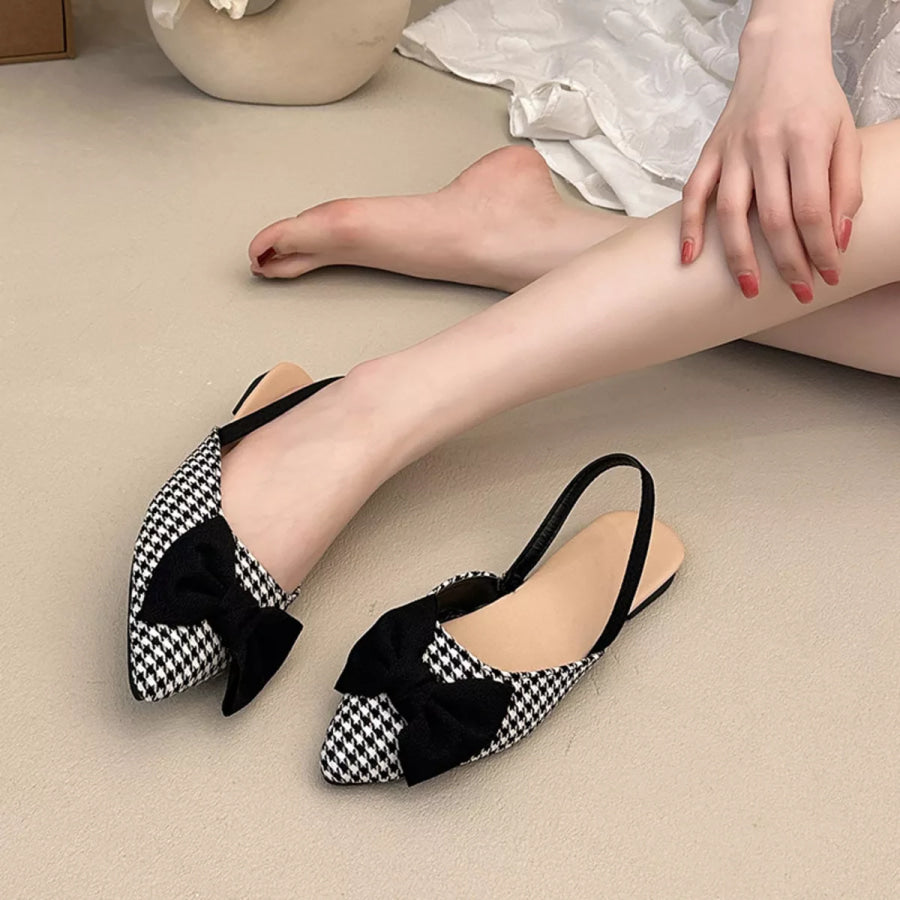 Bow-Decorated Pointed-Toe Slingback Sandals Apparel and Accessories
