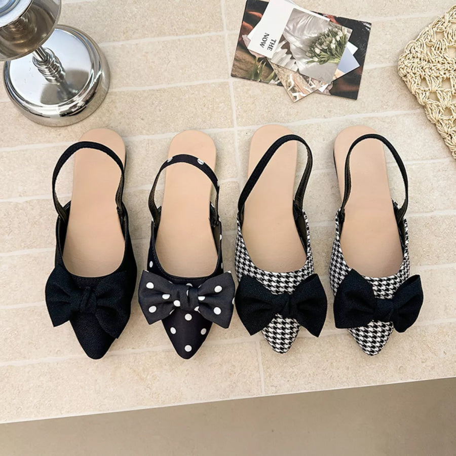 Bow-Decorated Pointed-Toe Slingback Sandals Apparel and Accessories