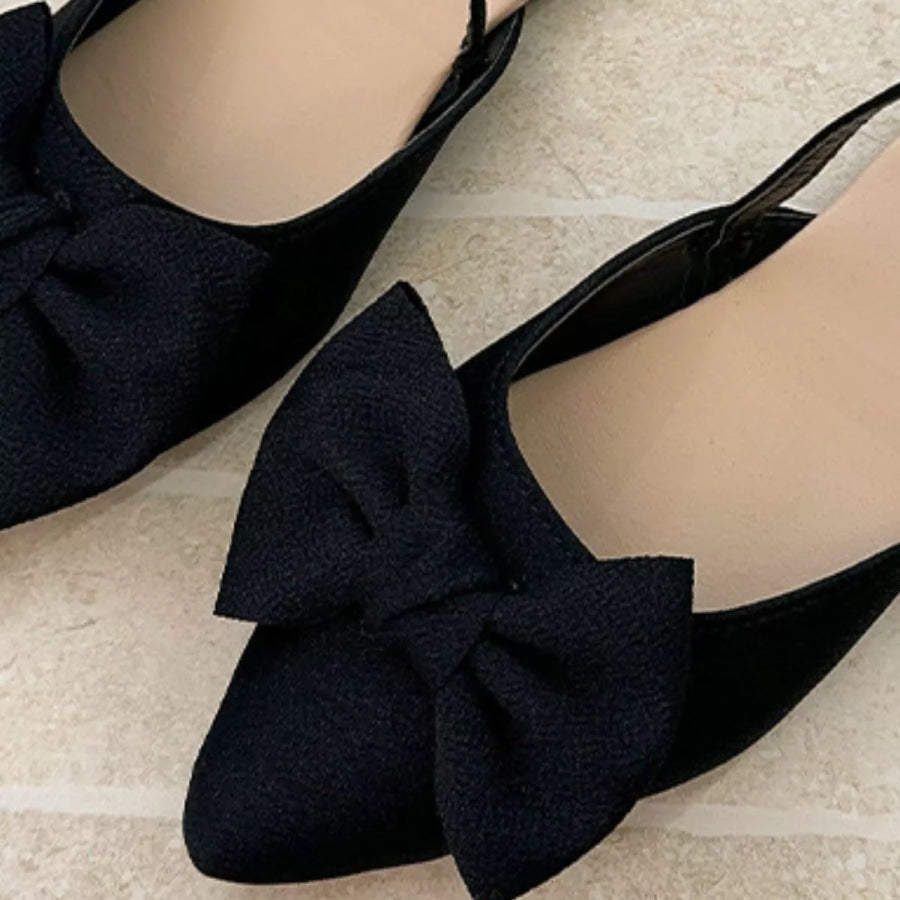 Bow-Decorated Pointed-Toe Slingback Sandals Apparel and Accessories