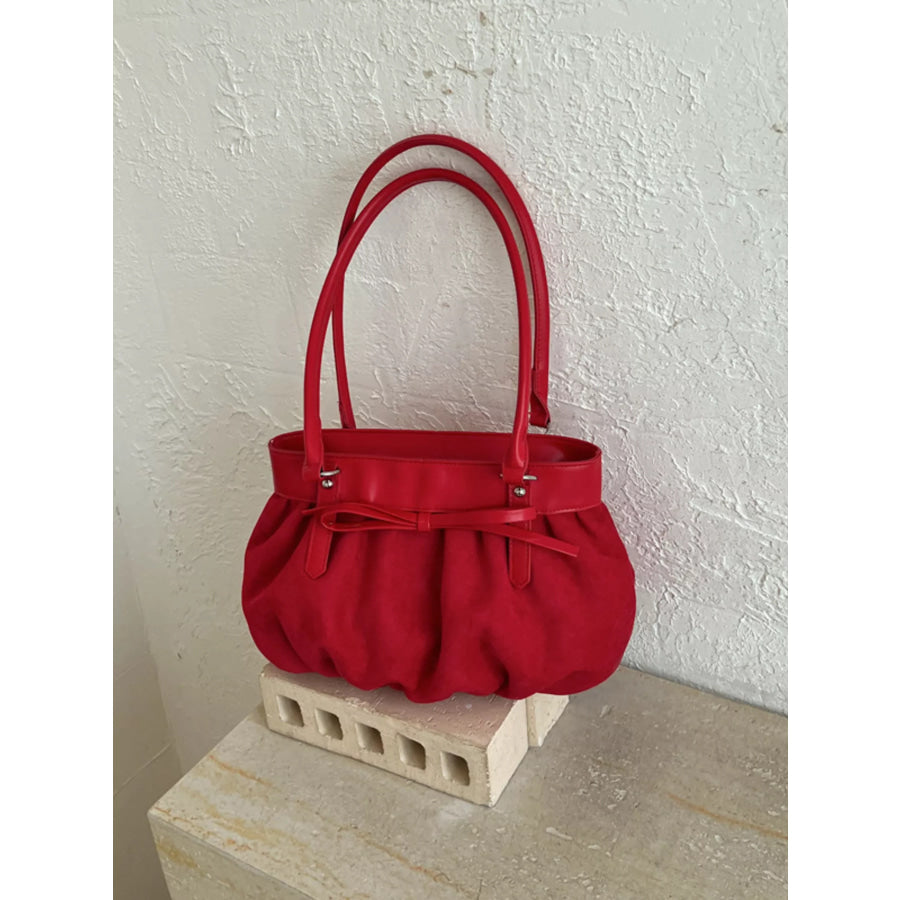 Bow-Decorated Ruched Shoulder Bag Apparel and Accessories