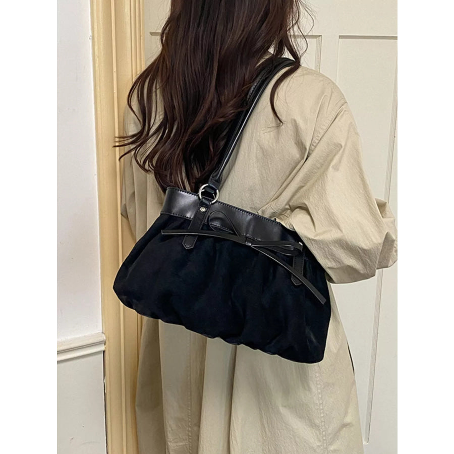 Bow-Decorated Ruched Shoulder Bag Apparel and Accessories