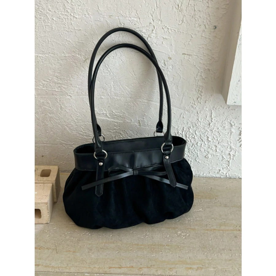 Bow-Decorated Ruched Shoulder Bag Apparel and Accessories