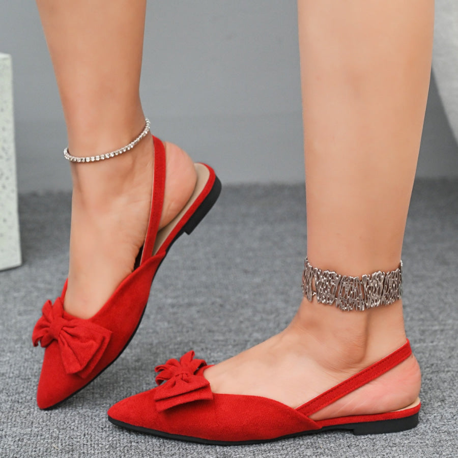 Bow-Decorated Slingback Sandals Red / 35 Apparel and Accessories