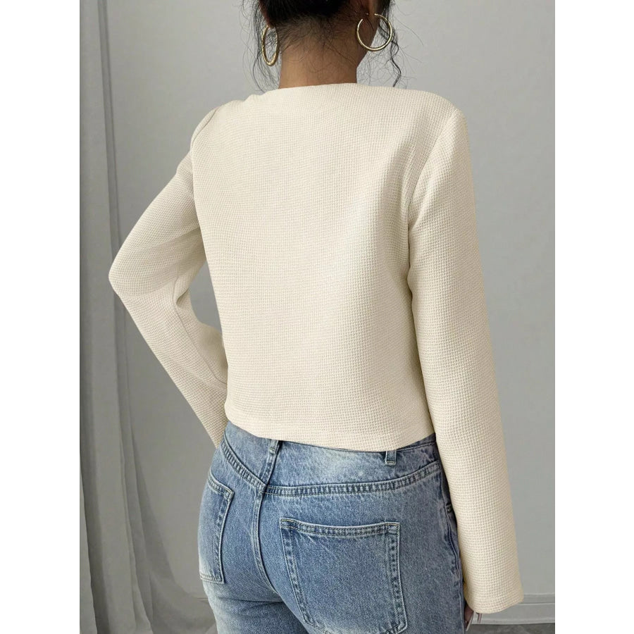 Bow Detail Cropped Outerwear Apparel and Accessories