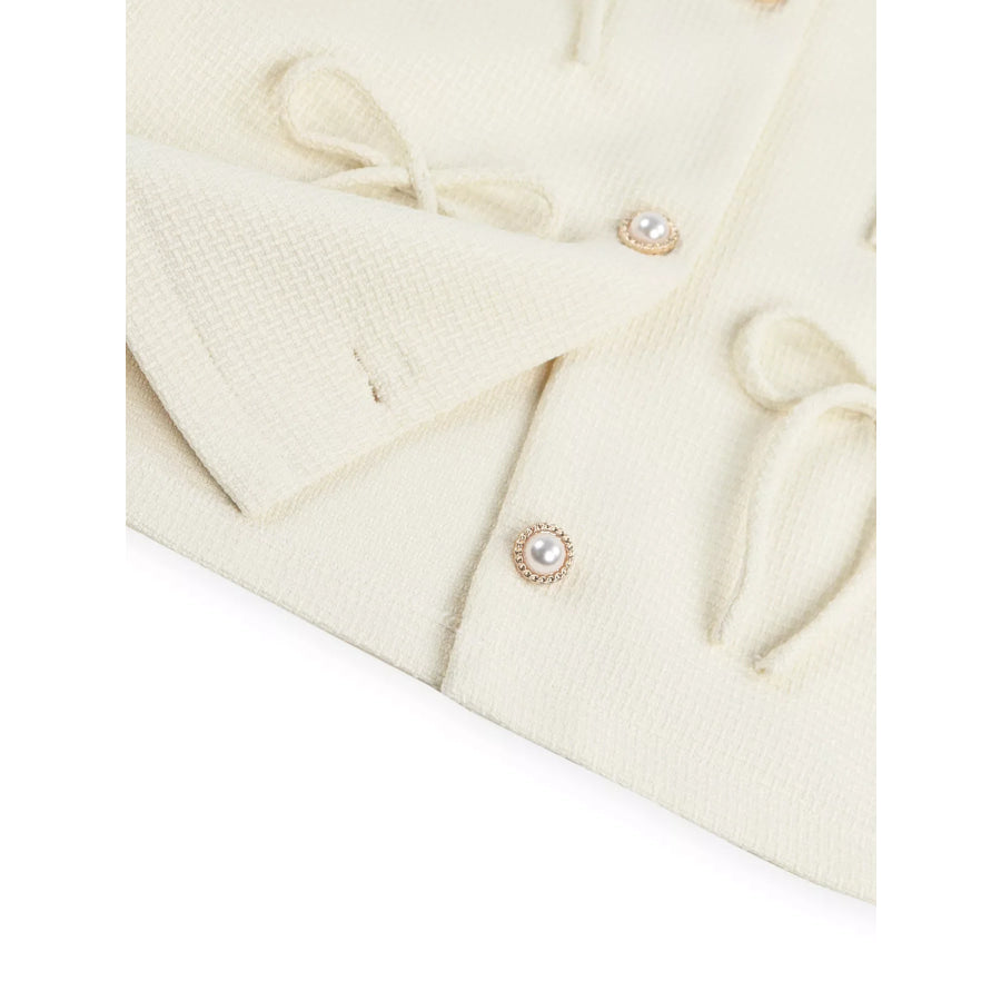 Bow Detail Cropped Outerwear Apparel and Accessories