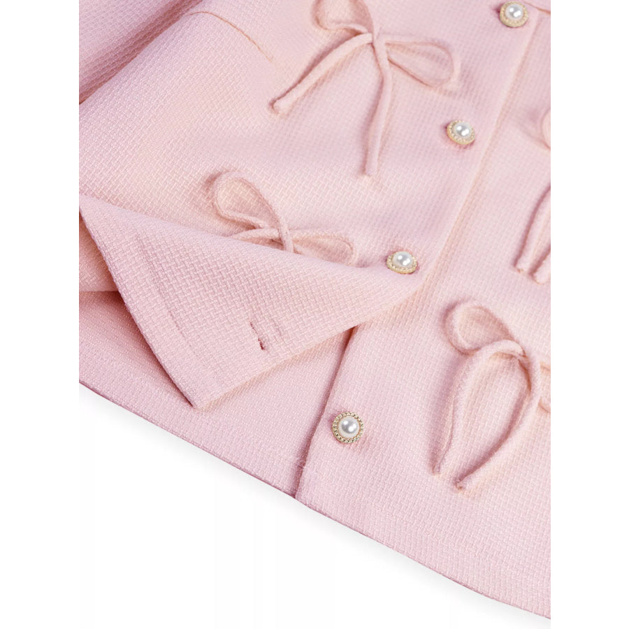 Bow Detail Cropped Outerwear Apparel and Accessories