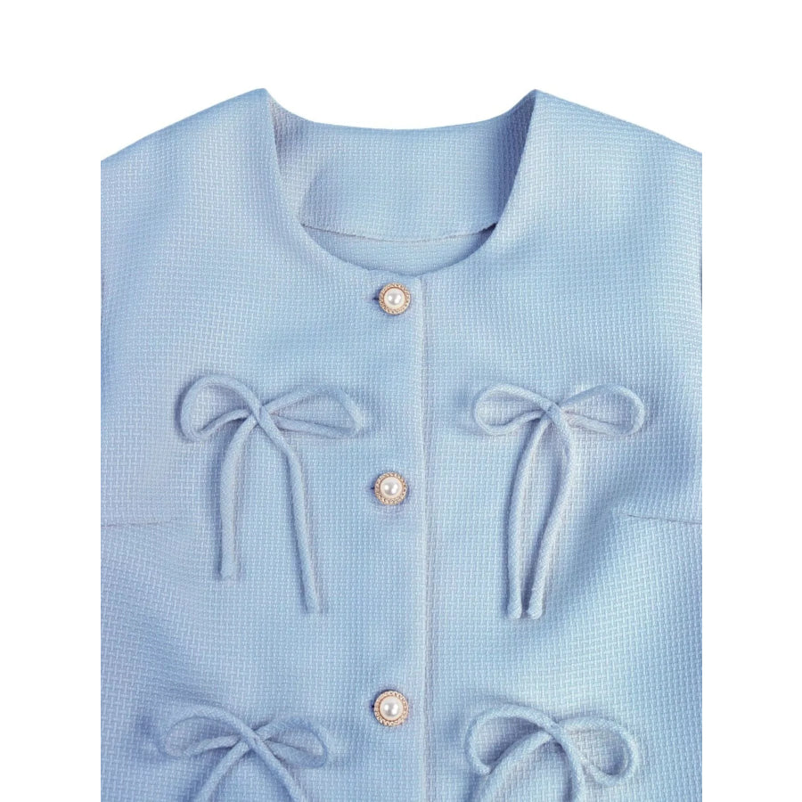 Bow Detail Cropped Outerwear Apparel and Accessories