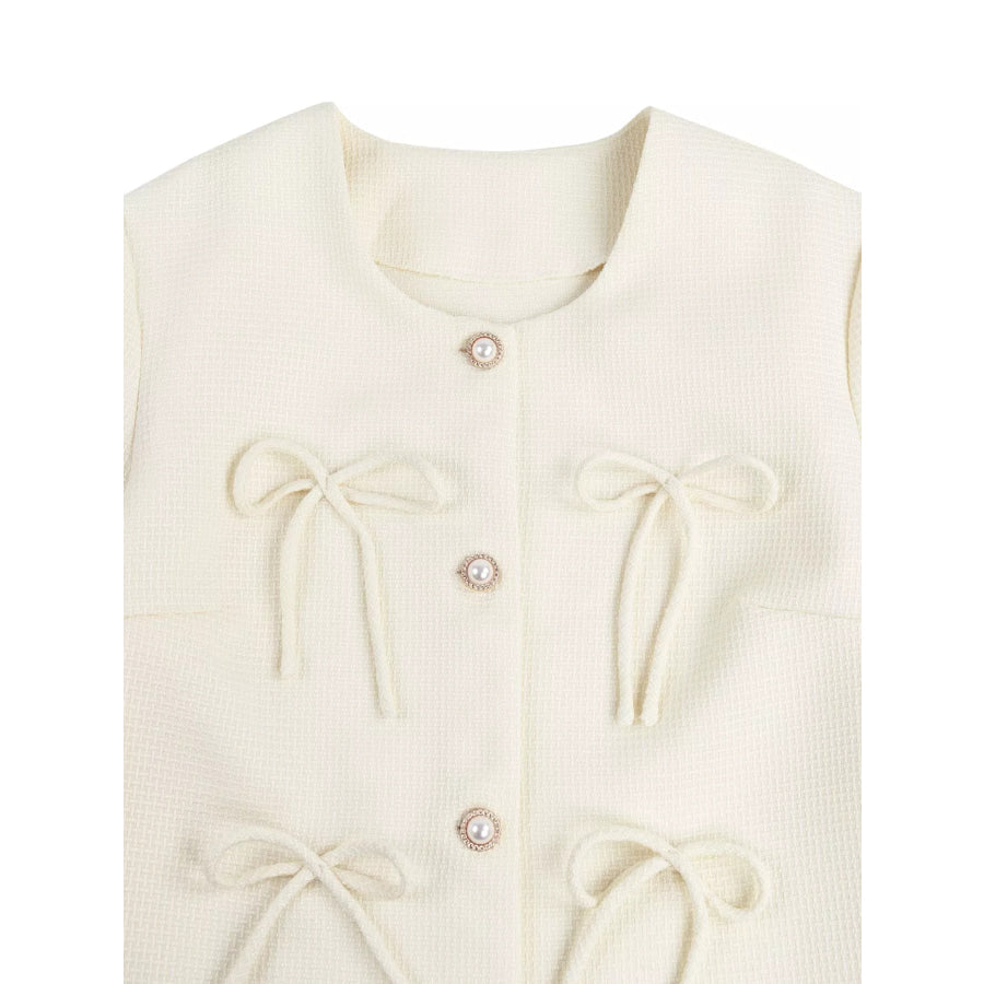 Bow Detail Cropped Outerwear Apparel and Accessories