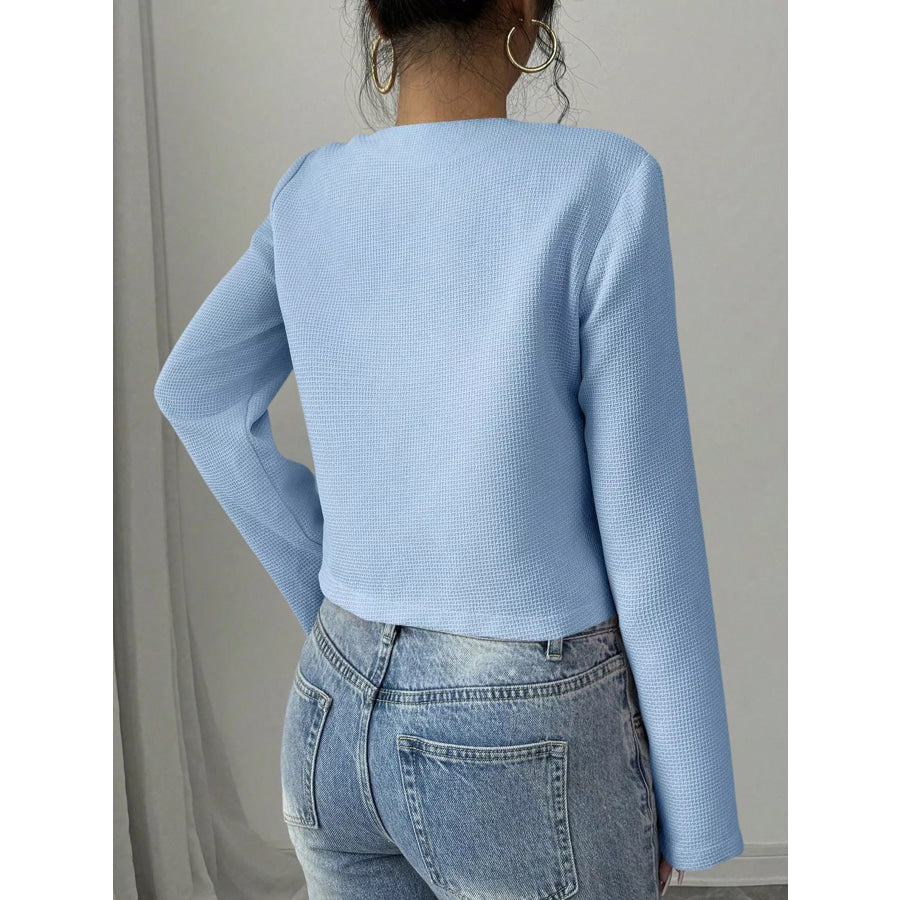 Bow Detail Cropped Outerwear Apparel and Accessories