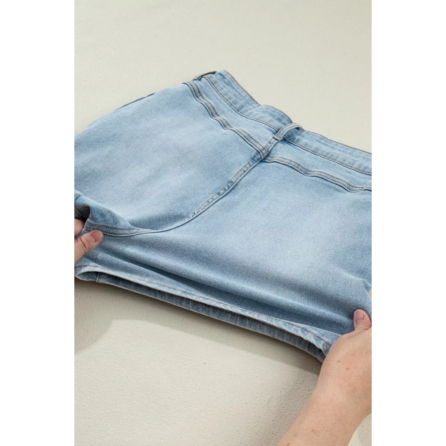 Bow Detail Denim Shorts with Pockets Apparel and Accessories