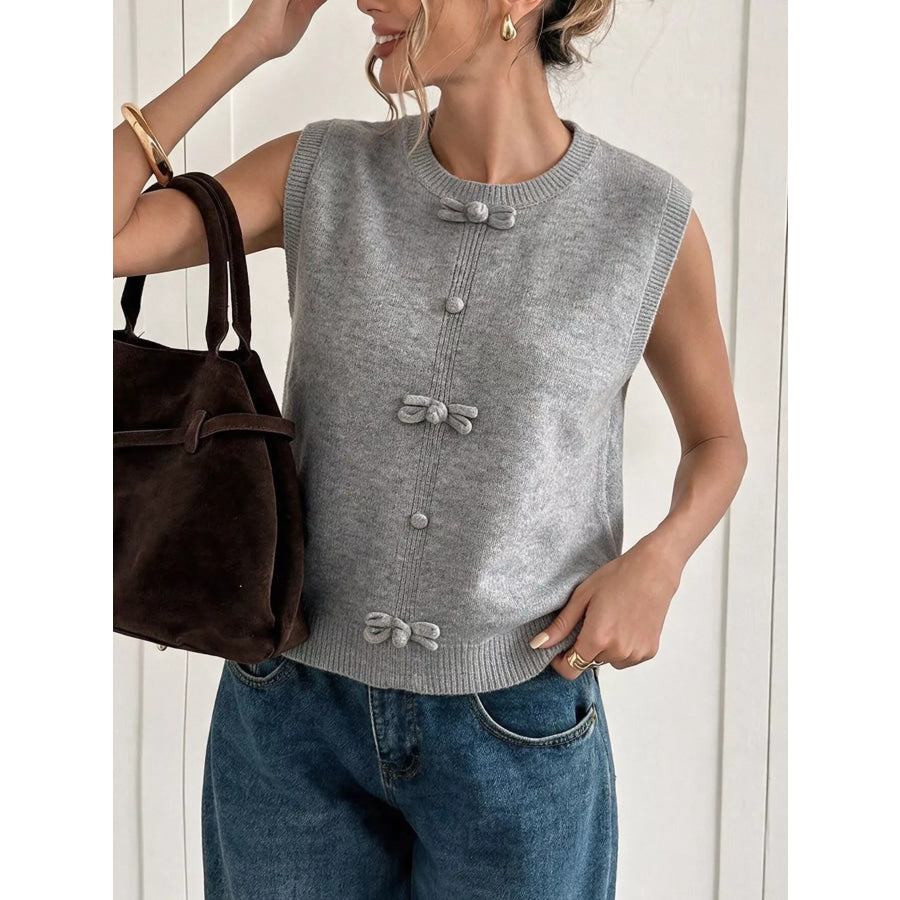 Bow-Detail Knit Sweater Vest Apparel and Accessories