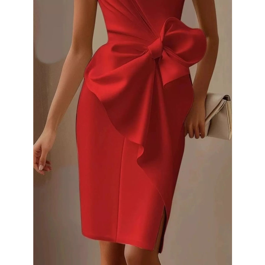 Bow Detail Sleeveless Dress Apparel and Accessories
