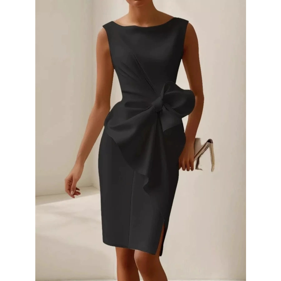 Bow Detail Sleeveless Dress Black / S Apparel and Accessories